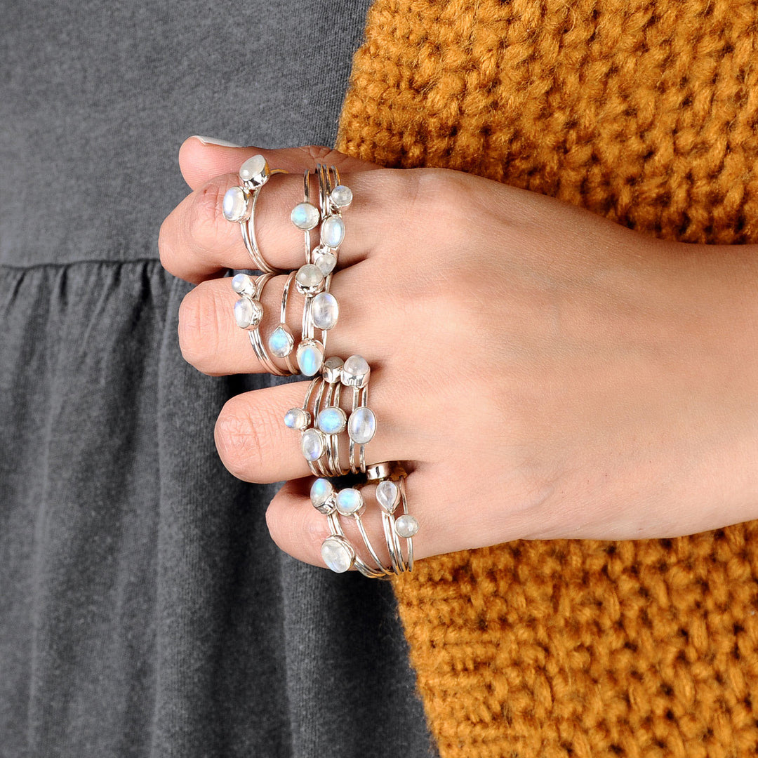 Sterling Silver Stacking Moonstone Ring