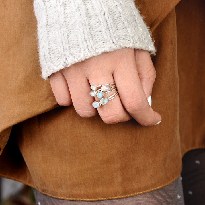 Sterling Silver Stacking Moonstone Ring