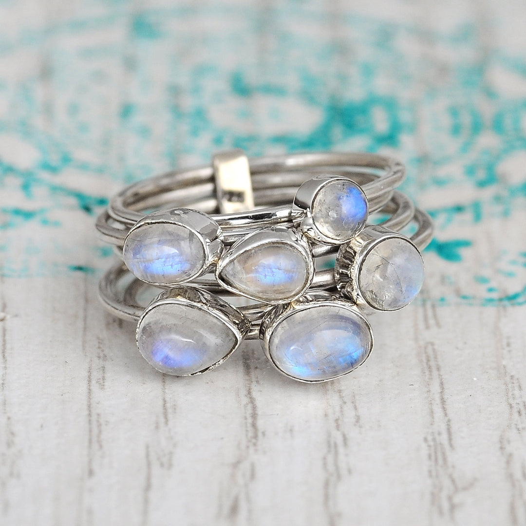 Sterling Silver Stacking Moonstone Ring