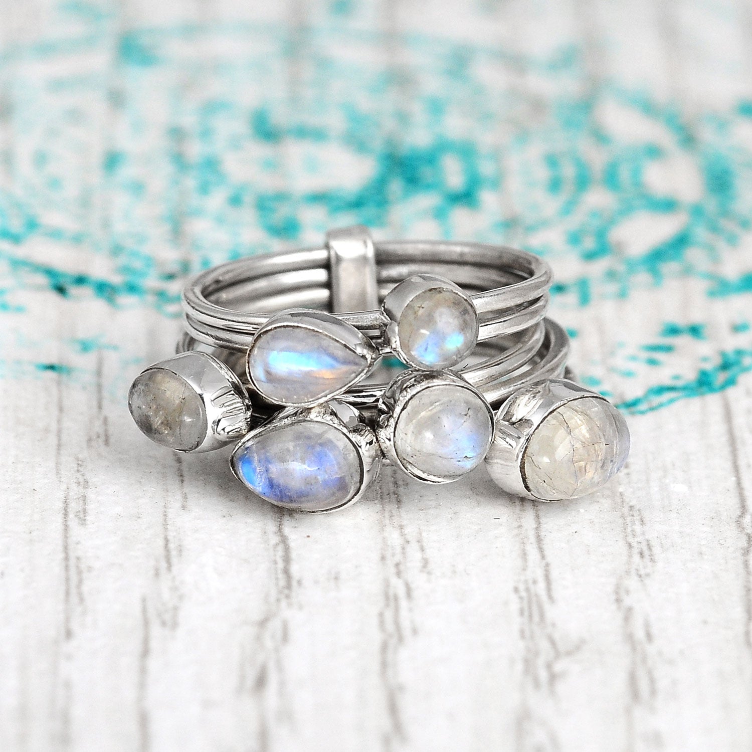Sterling Silver Stacking Moonstone Ring – Boho Magic Jewelry Sterling Silver Stacking Moonstone Ring – Boho Magic Jewelry