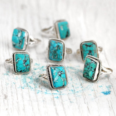 Sterling Silver Natural Raw Turquoise Ring - Boho Magic