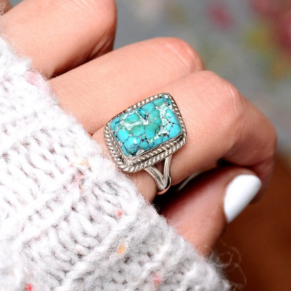 Sterling Silver Natural Raw Turquoise Ring