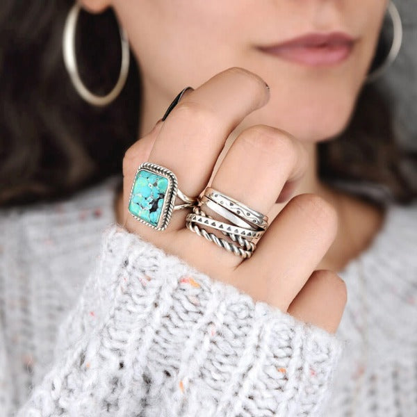 Sterling Silver Natural Raw Turquoise Ring