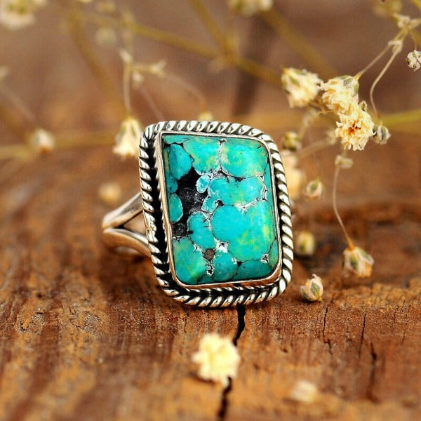 The Offering Turquoise Matrix Ring w Silver Gold Shank | Yellowstone S -  Objects of Beauty