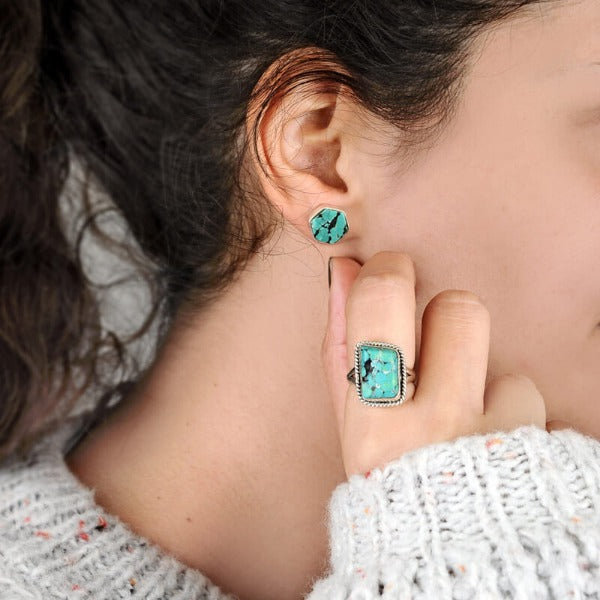 Sterling Silver Natural Raw Turquoise Ring