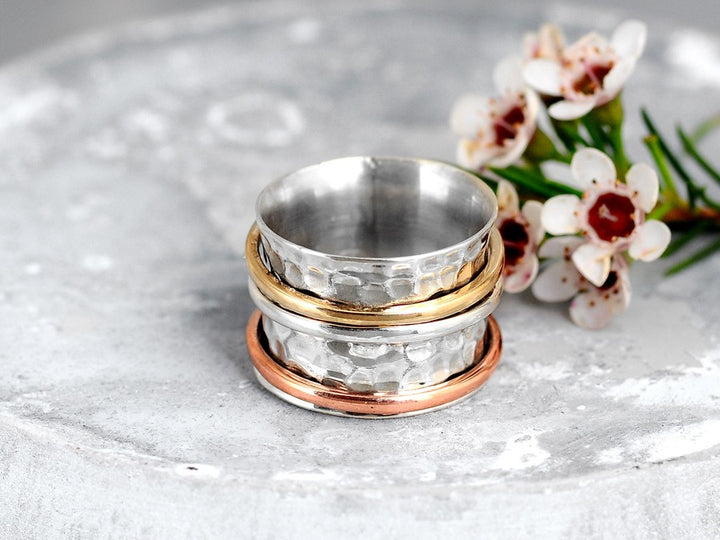 Klobiger Spinnerring mit Mondstein Sterling Silber