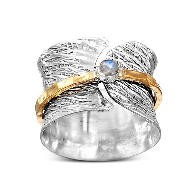 Women's Spinner Ring With Moonstone Sterling Silver - Boho Magic