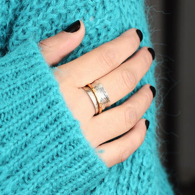 Two Tone Silver Spinner Ring - Boho Magic