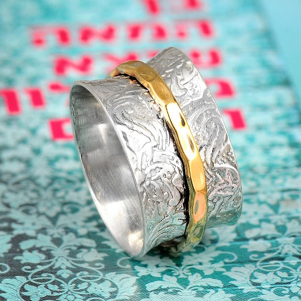 Two Tone Silver Spinner Ring