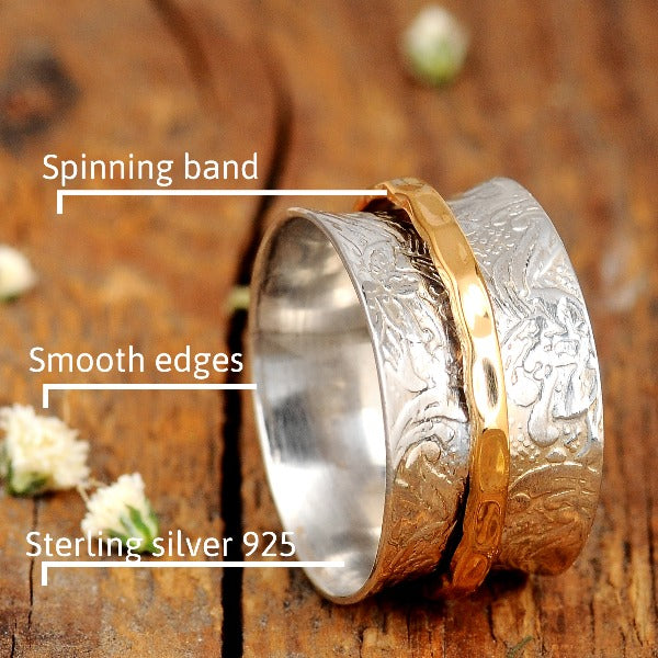 Zweifarbiger silberner Spinnerring