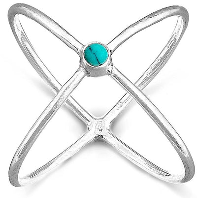 Criss Cross Ring with Turquoise Sterling Silver - Boho Magic