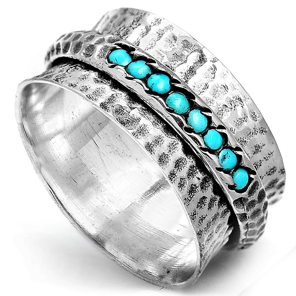 Sterling Silver Spinner Turquoise Ring for Women