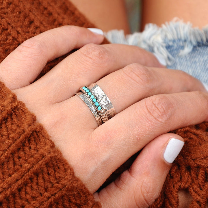 Sterling Silver Spinner Turquoise Ring for Women