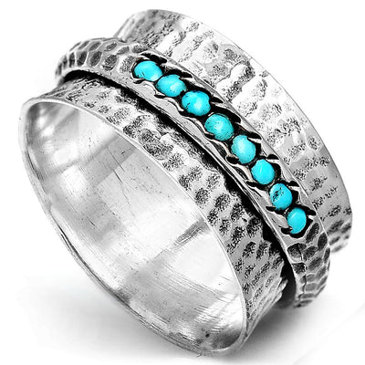 Sterling Silver Spinner Turquoise Ring for Women - Boho Magic