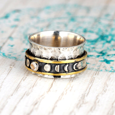 Spinning Moon Phase Ring Sterling Silver - Boho Magic