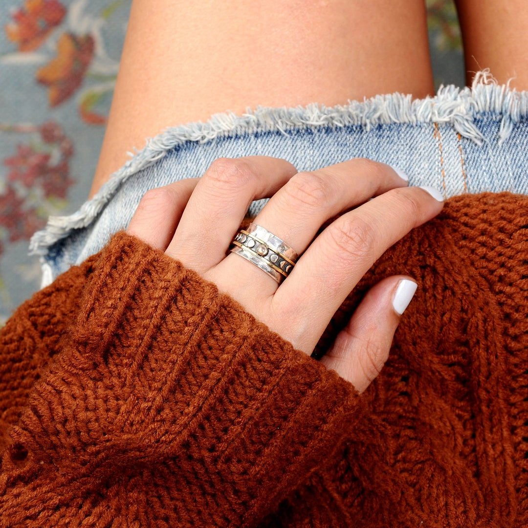 Spinning Moon Phase Ring Sterling Silver