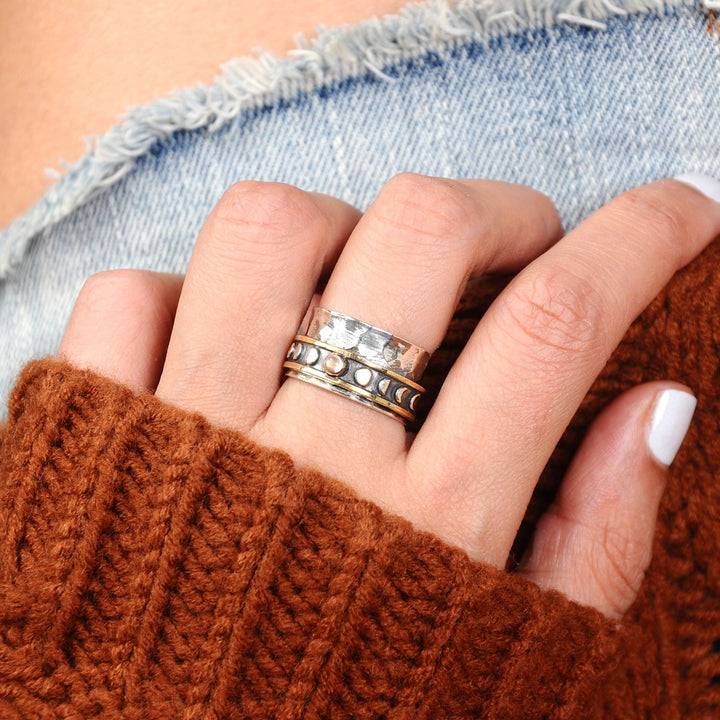 Spinning Moon Phase Ring Sterling Silver