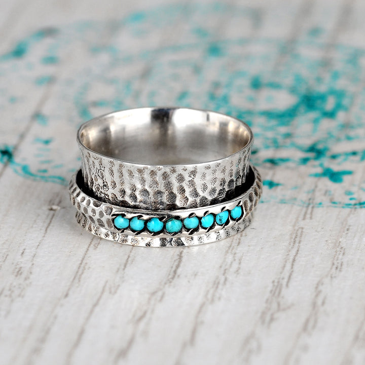 Sterling Silver Spinner Turquoise Ring for Women