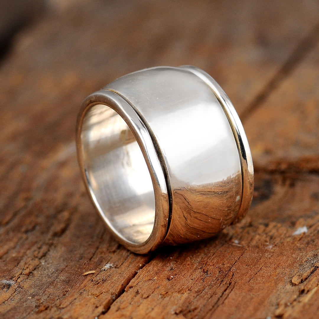 Sterling Silver Meditation Spin Dome Ring