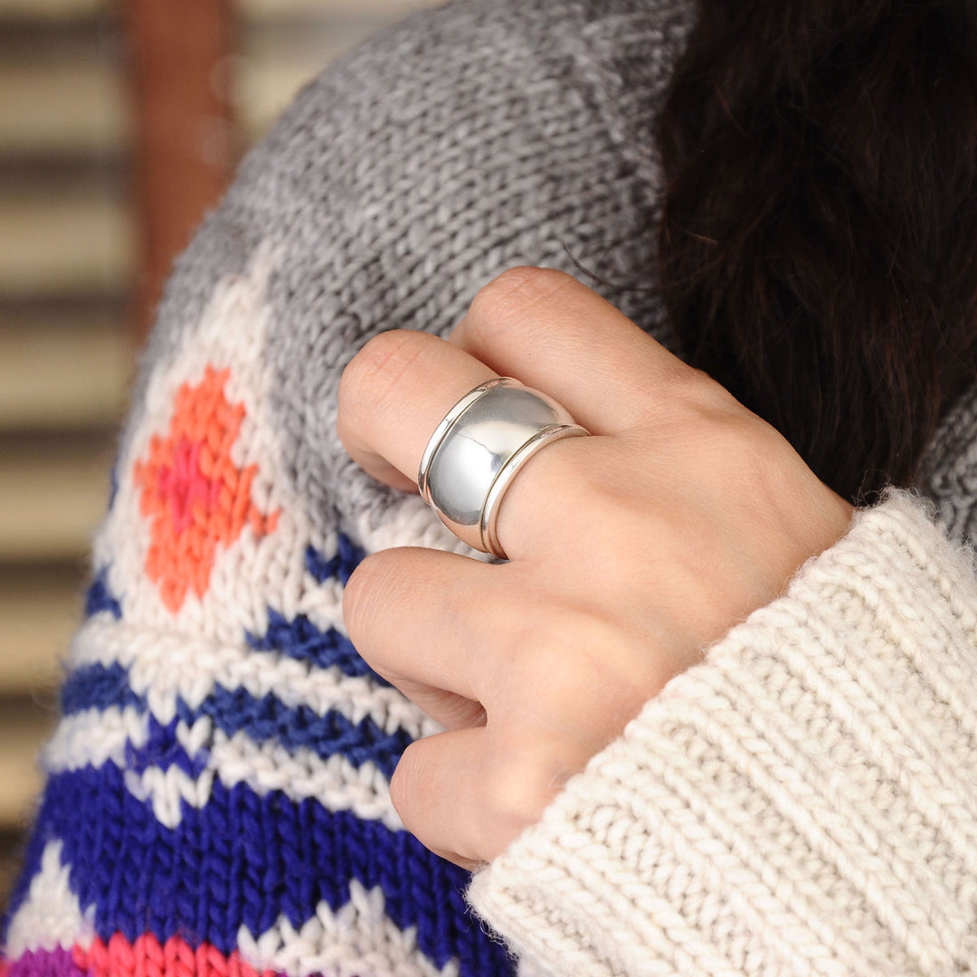 Sterling Silver Meditation Spin Dome Ring