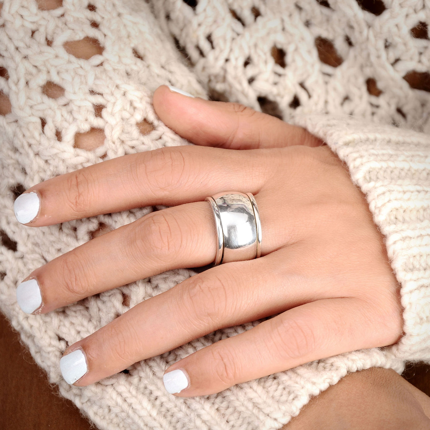 Sterling Silver Meditation Spin Dome Ring