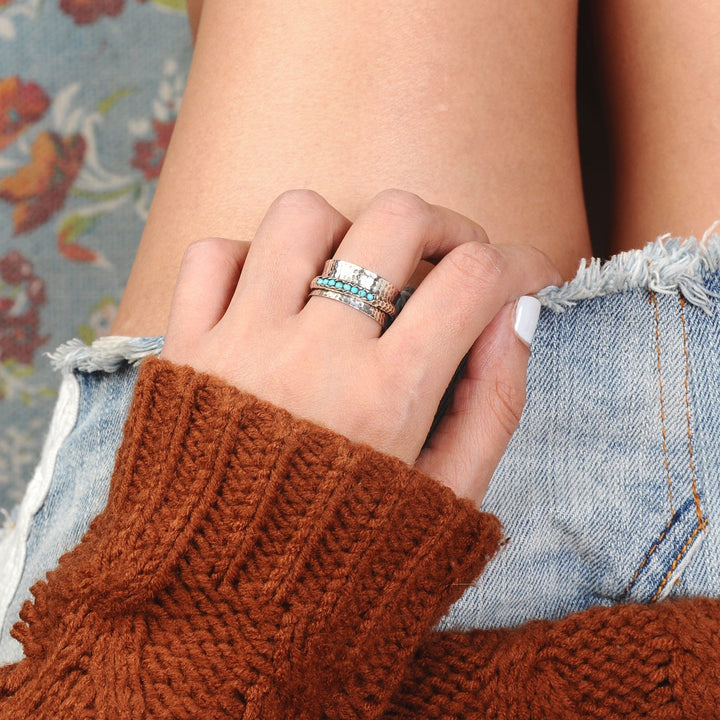 Sterling Silver Spinner Turquoise Ring for Women