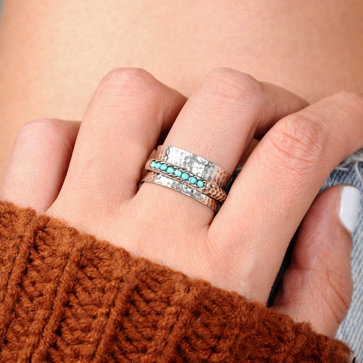 Sterling Silver Spinner Turquoise Ring for Women