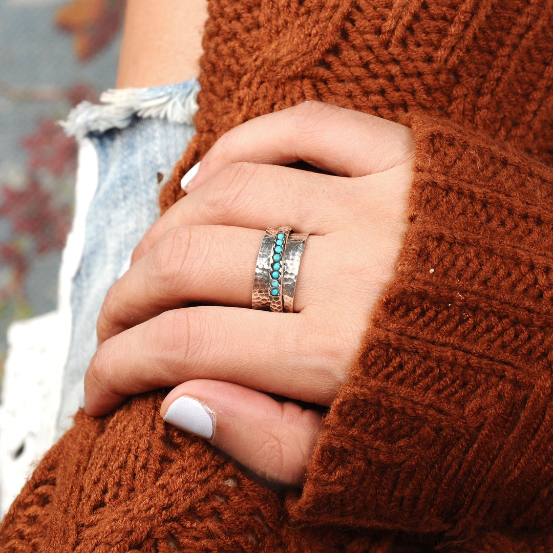 Sterling Silver Spinner Turquoise Ring for Women