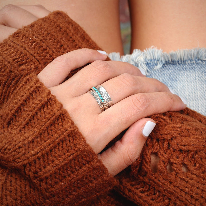 Sterling Silver Spinner Turquoise Ring for Women