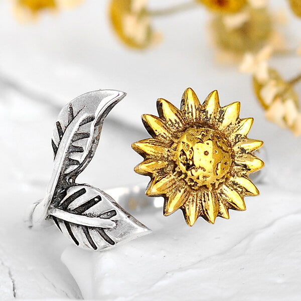 Sunflower Ring Sterling Silver