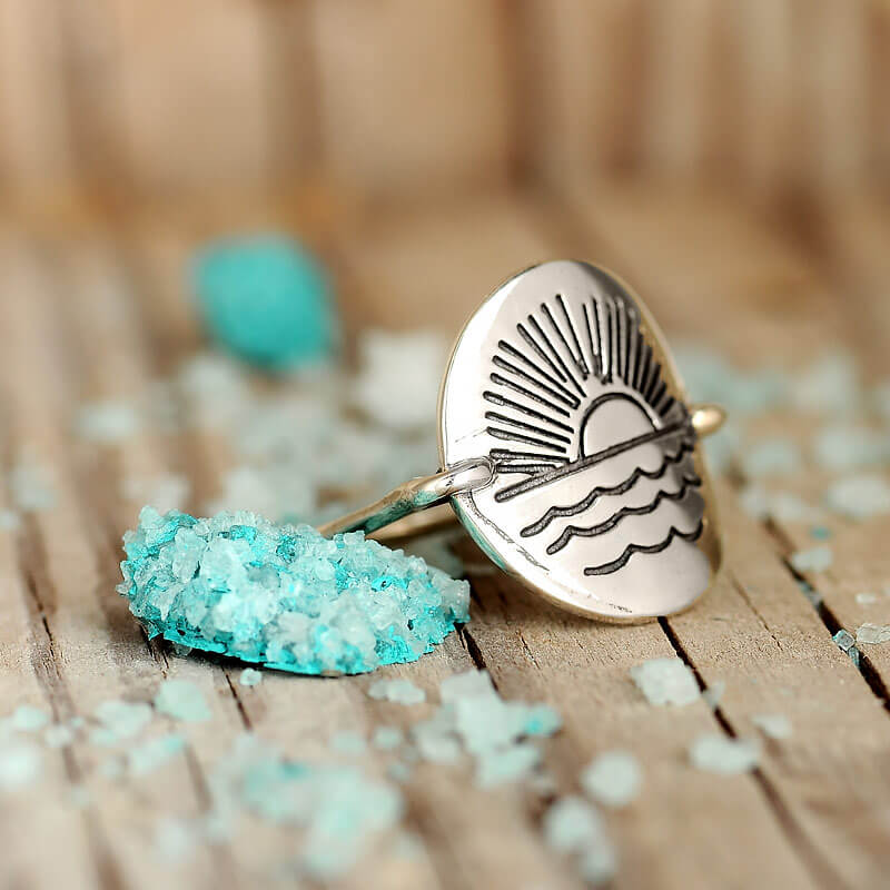 Ocean Sun Ring Sterling Silver