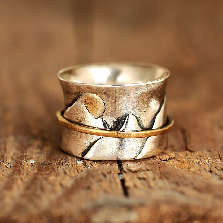 Fidget Sonne und Berg Ring Sterling Silber