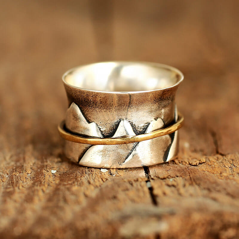 Fidget Sonne und Berg Ring Sterling Silber