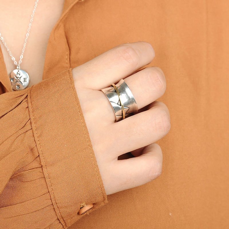 Fidget Sonne und Berg Ring Sterling Silber