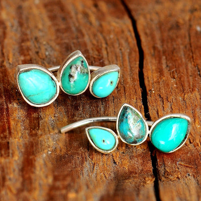 Silver Turquoise Earrings Ear Climber - Boho Magic