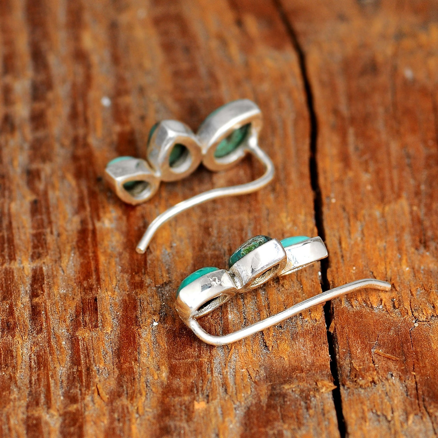 Silver Turquoise Earrings Ear Climber