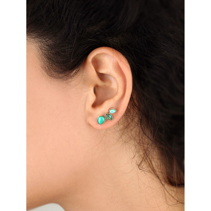 Silver Turquoise Earrings Ear Climber