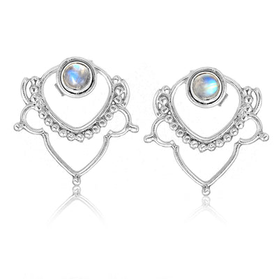 Silver Moonstone Earrings - Boho Magic
