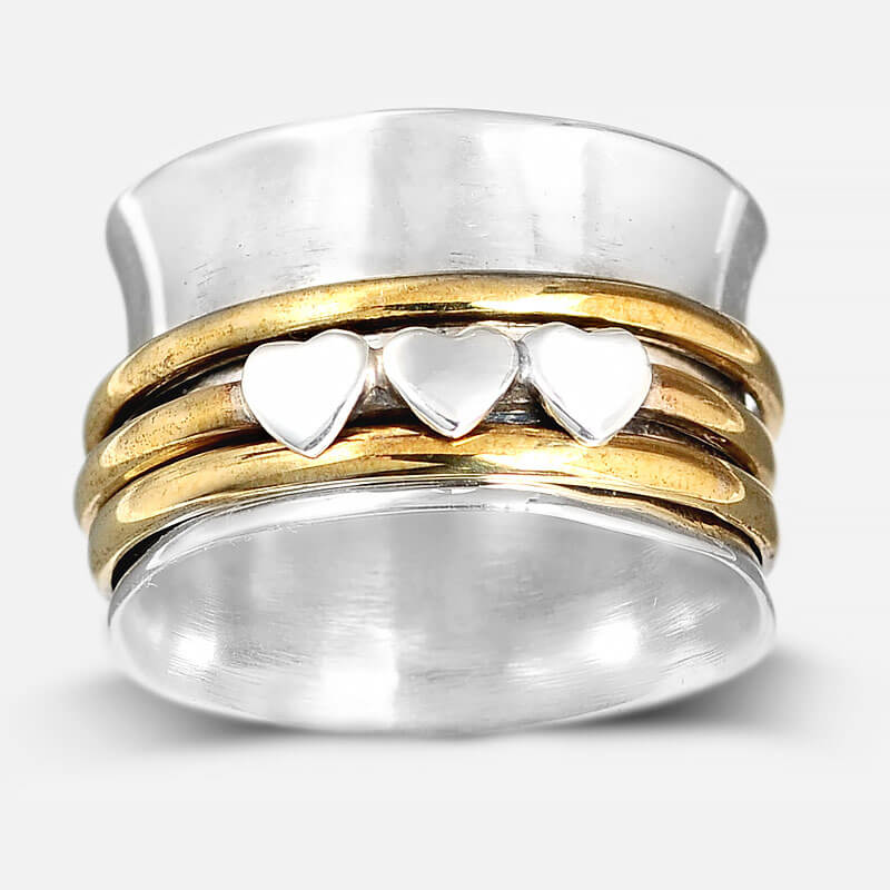 Tiny Hearts Spinner Ring Sterling Silver