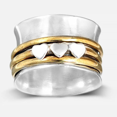 Tiny Hearts Spinner Ring Sterling Silver - Boho Magic