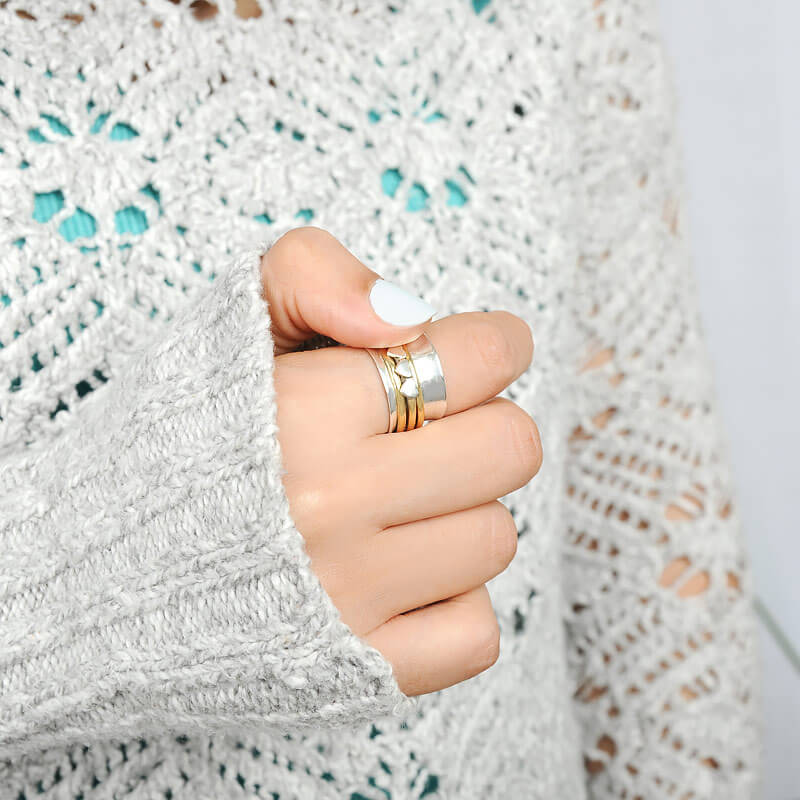 Tiny Hearts Spinner Ring Sterling Silver