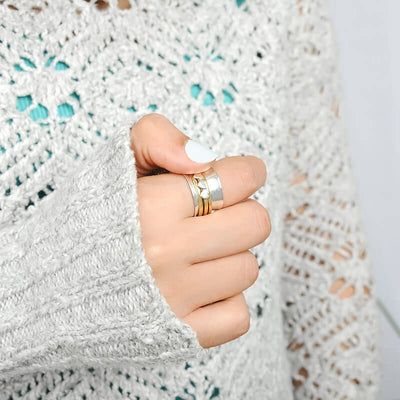 Tiny Hearts Spinner Ring Sterling Silver - Boho Magic