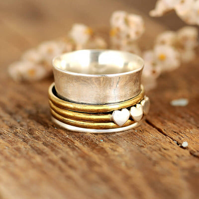 Tiny Hearts Spinner Ring Sterling Silver - Boho Magic