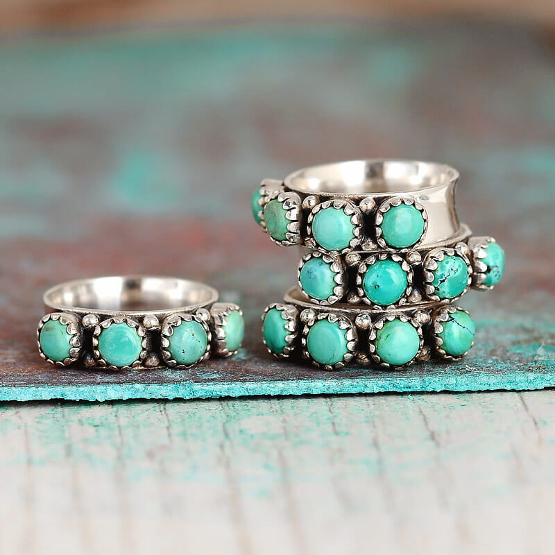 Turquoise Band Ring Sterling Silver