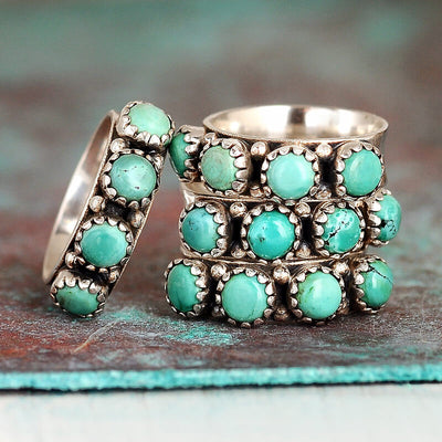 Turquoise Band Ring Sterling Silver - Boho Magic
