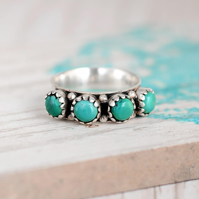 Turquoise Band Ring Sterling Silver