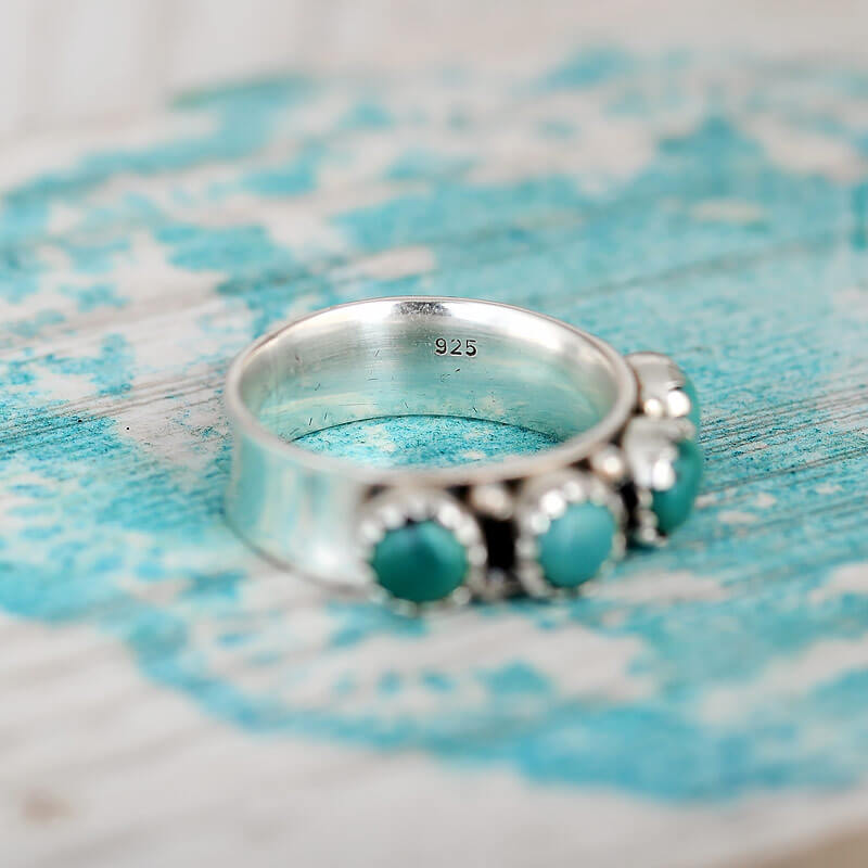 Turquoise Band Ring Sterling Silver