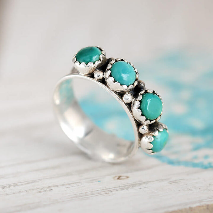 Turquoise Band Ring Sterling Silver