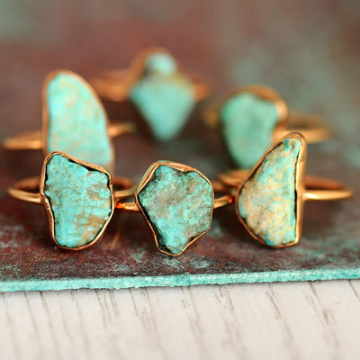 Raw Turquoise Copper Ring - Boho Magic