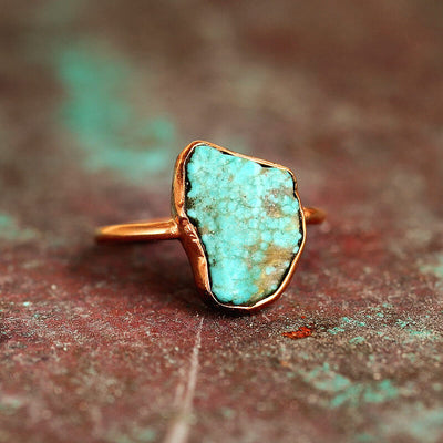 Raw Turquoise Copper Ring - Boho Magic